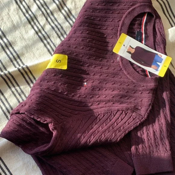 100 Cotton,Tommy Hilfiger women Deep dark purple Crewneck Sweater - Picture 7 of 10